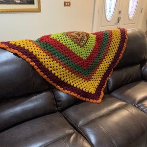 Rusty earth color hand crochet quilt/throw